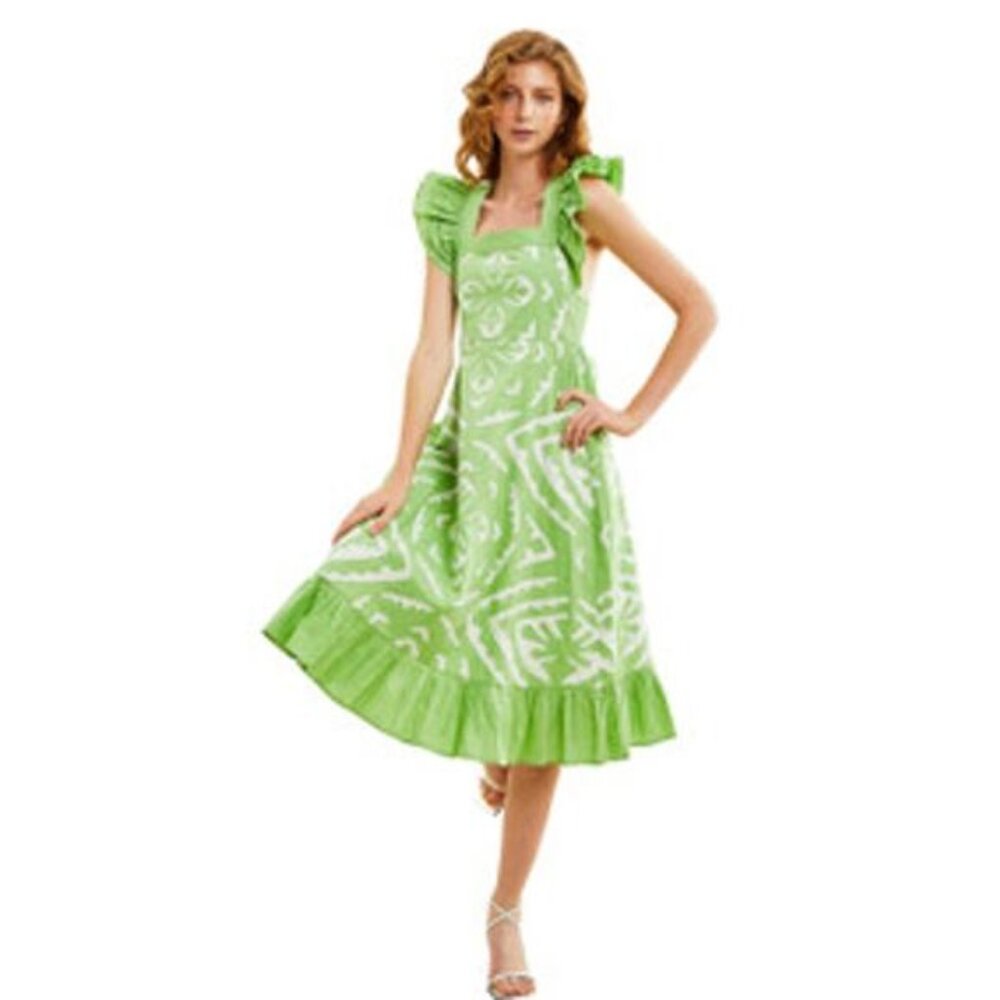 NEW Love the Label Arya Criss Cross Back Midi Dress Opaline Green Size: XS